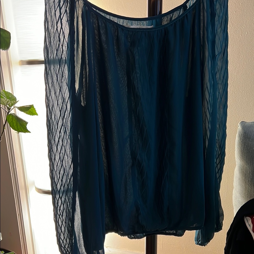 Max Studio sheer teal blouse